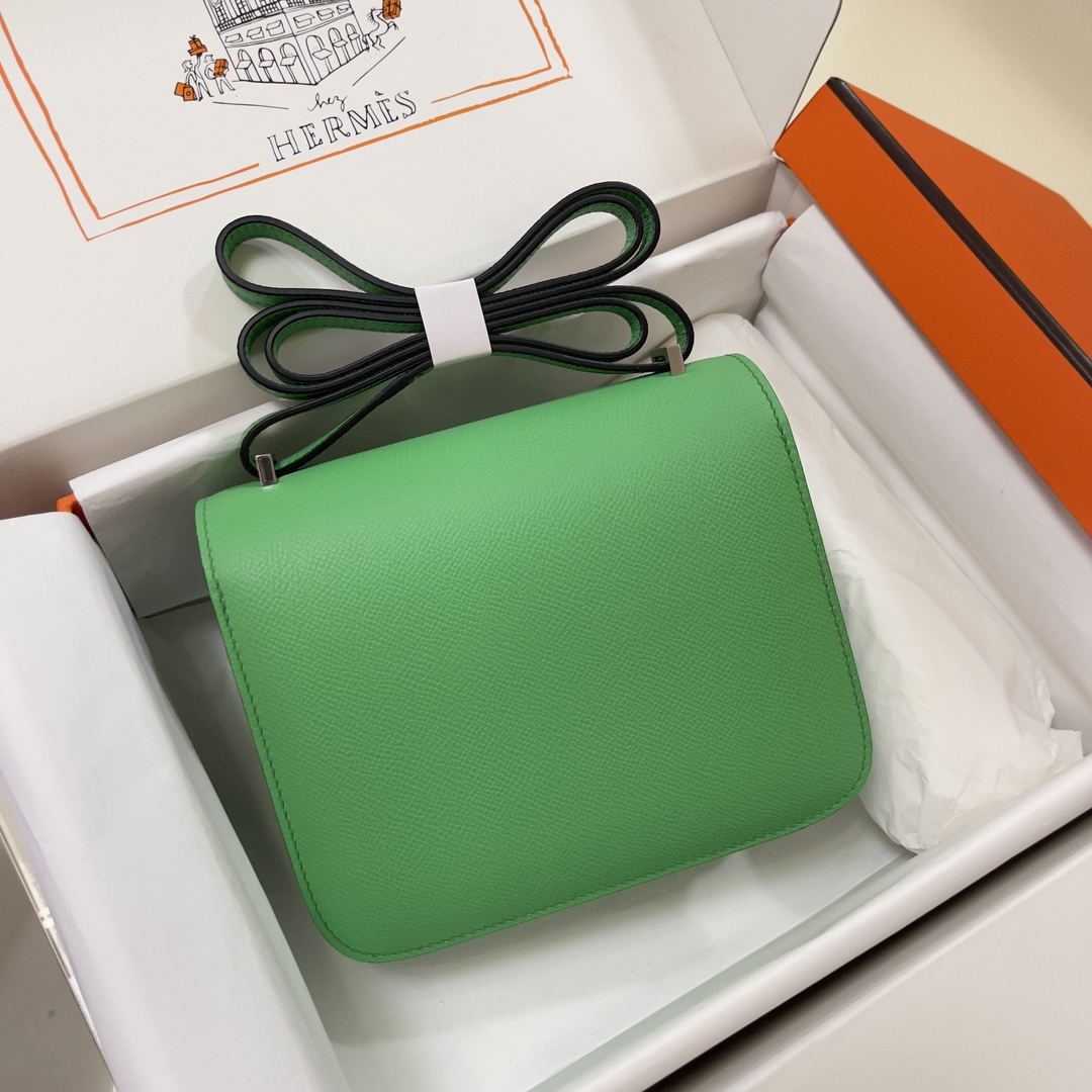 Hermes Constance 18 Mini Shoulder Bag In Green Kiwi Epsom Leather